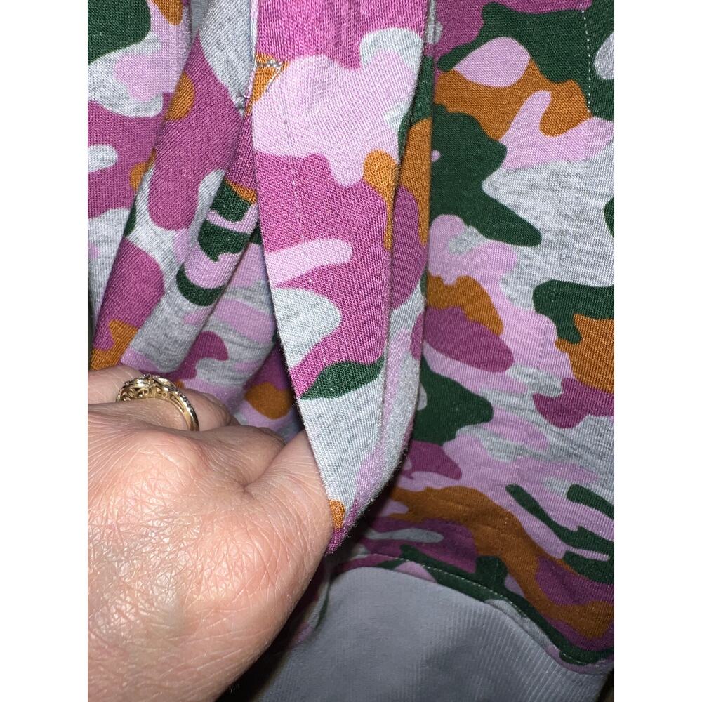 Cuddl Duds Large Cardigan Sweatshirt Purple Pink Gray Camo Thumb Holes Top QVC - Picture 6 of 14